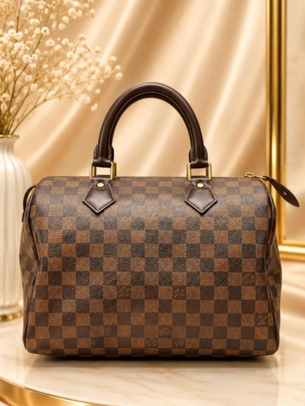 Authentic Louis Vuitton Speedy 35 Damier Ebene Handbag